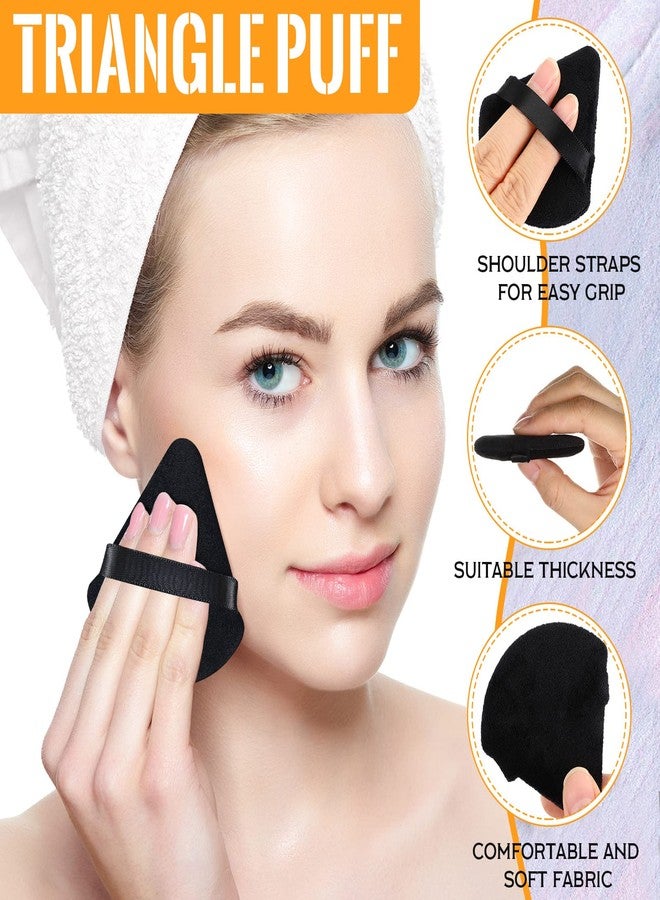 Meanplan 100 Pcs Powder Puff Face Soft Makeup Sponge Triangle Powder Puffs for Loose Velour Cosmetic Foundation Wet Dry Sponge Makeup Tools(Black) - Image 3